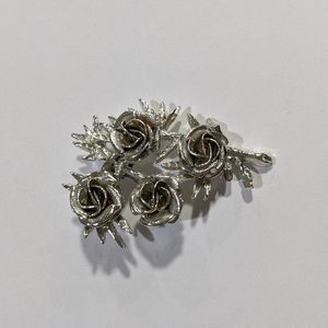 Vintage Silver Rose Brooch